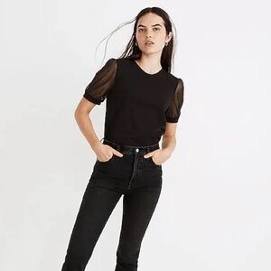 Madewell sheer sleeve knit top